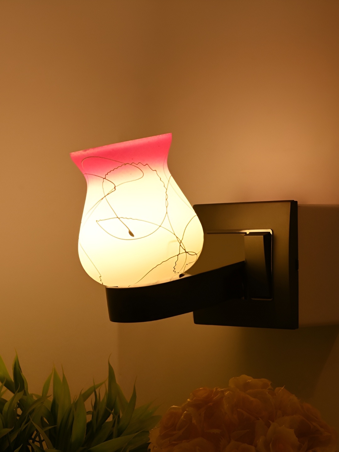 

Afast White & Pink Printed Abstract Shaped Glass Contemporary Wall Lamp