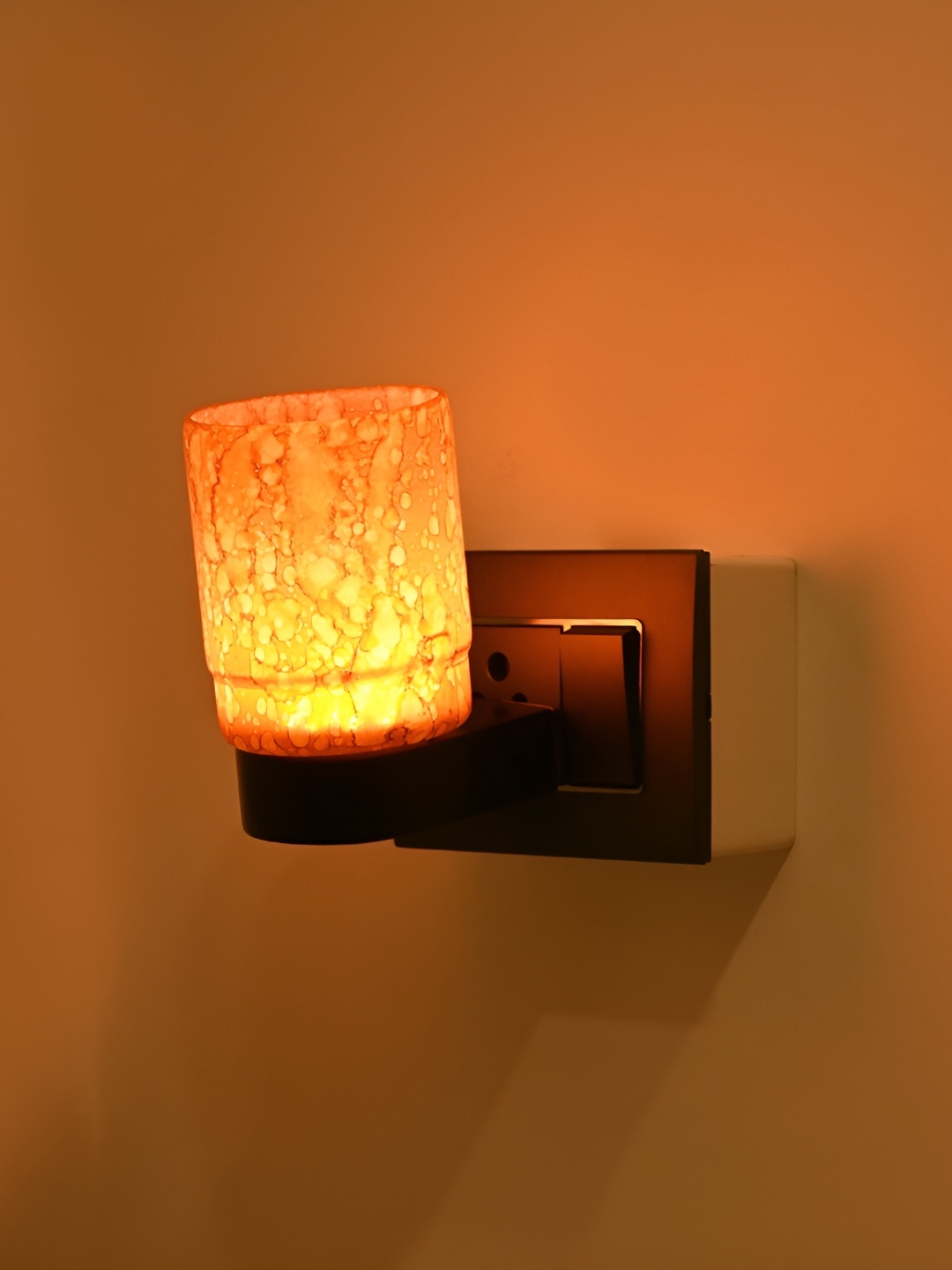 

Afast Orange & Black Printed Glass Cylinder Shaped Wall Lamp