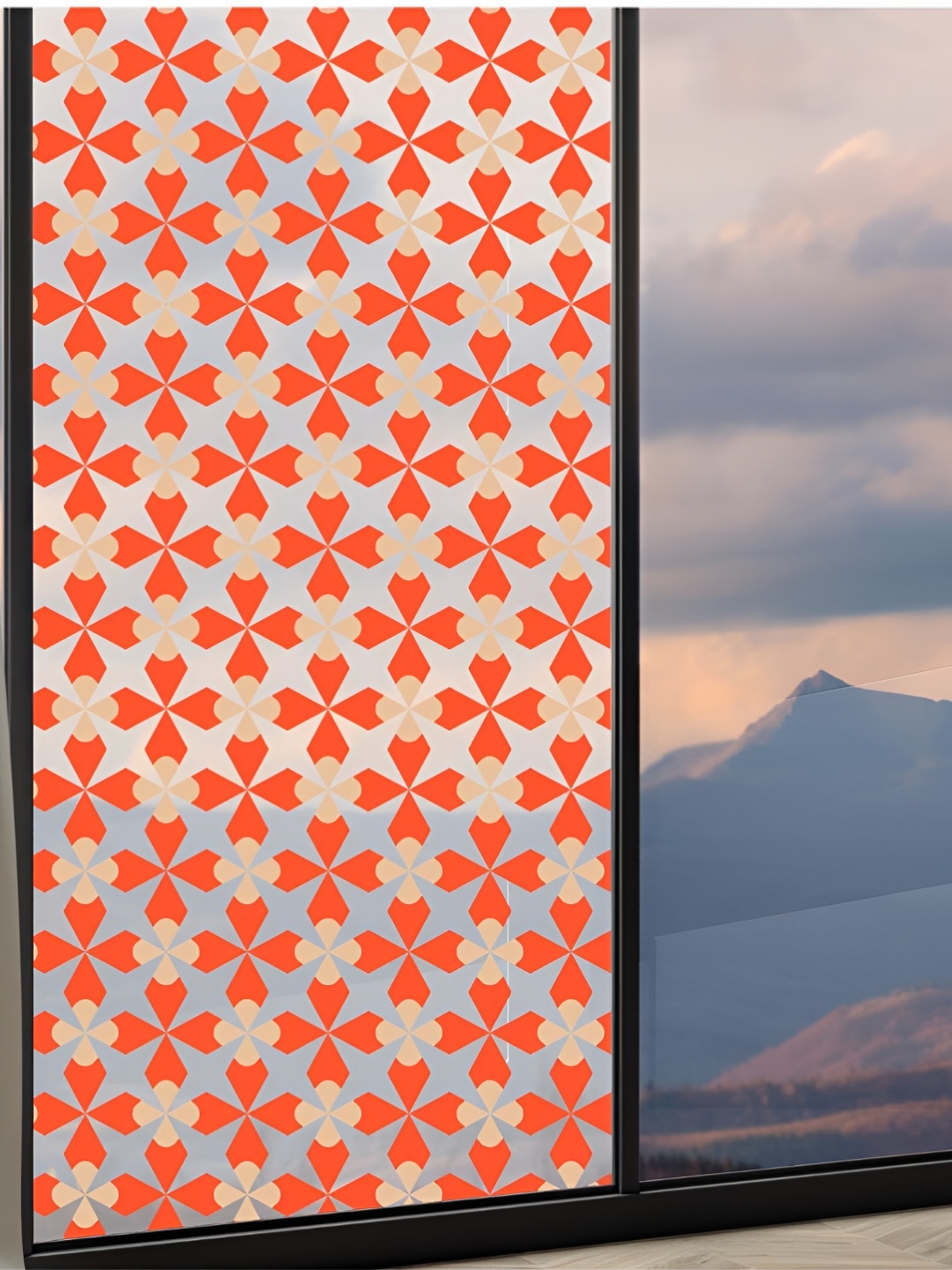 

CVANU Red & Beige Geometric Self Adhesive Window Film