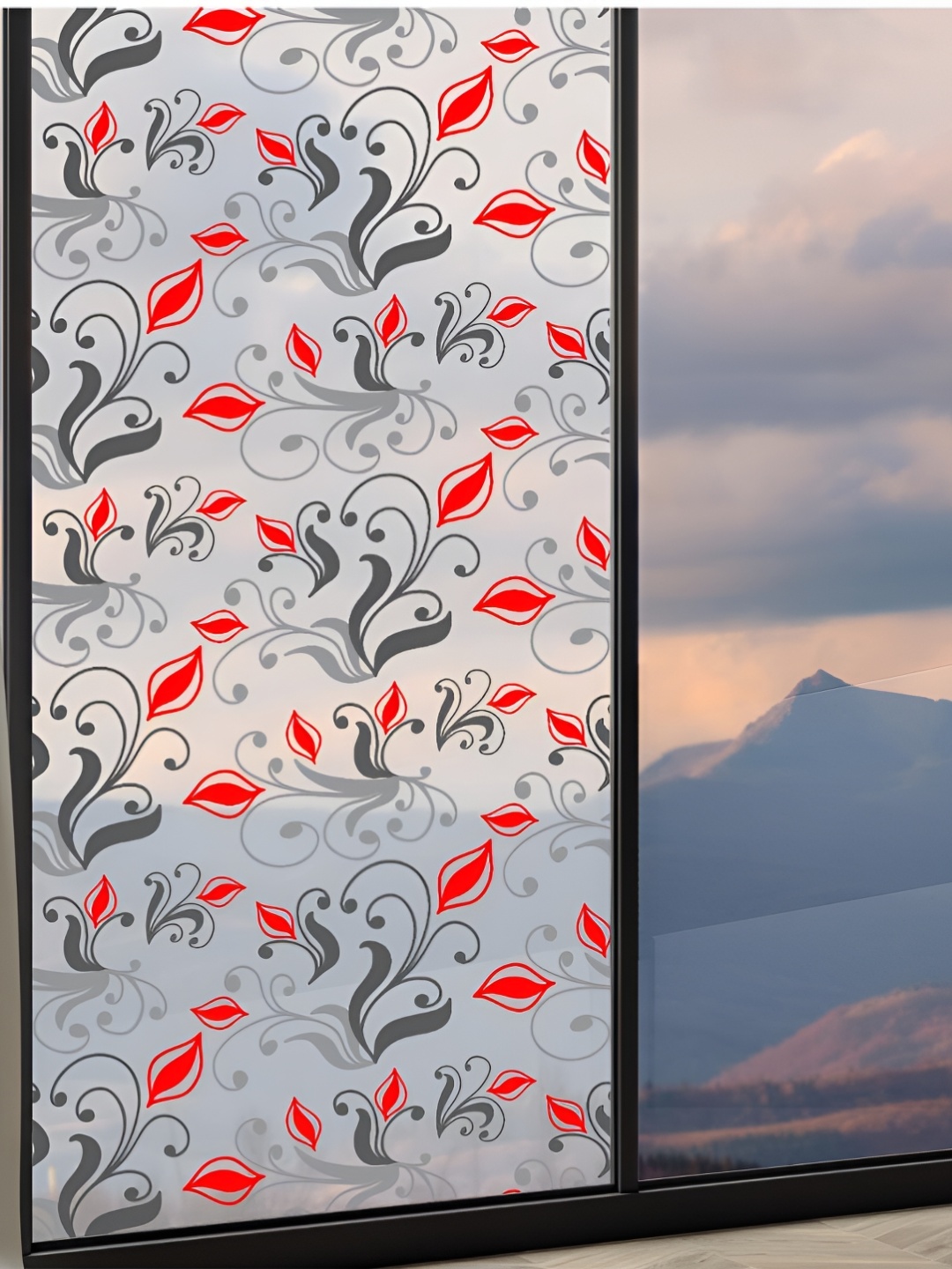 

CVANU Transparent & Red Printed Self-Adhesive Waterproof Window Film