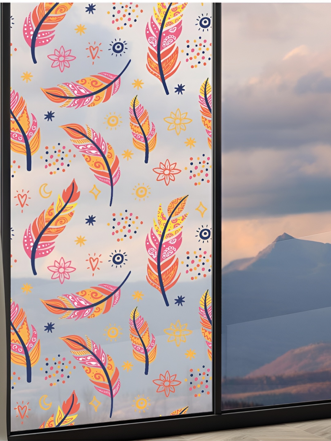CVANU Transparent & Pink Printed Self Adhesive Window Film