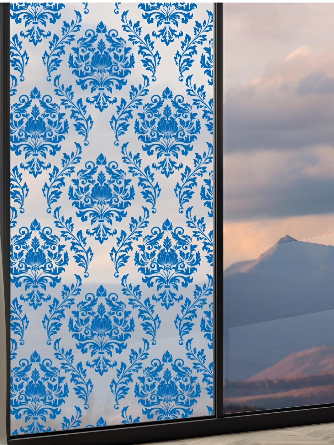 CVANU Transparent & Blue Printed Self-Adhesive Window Film