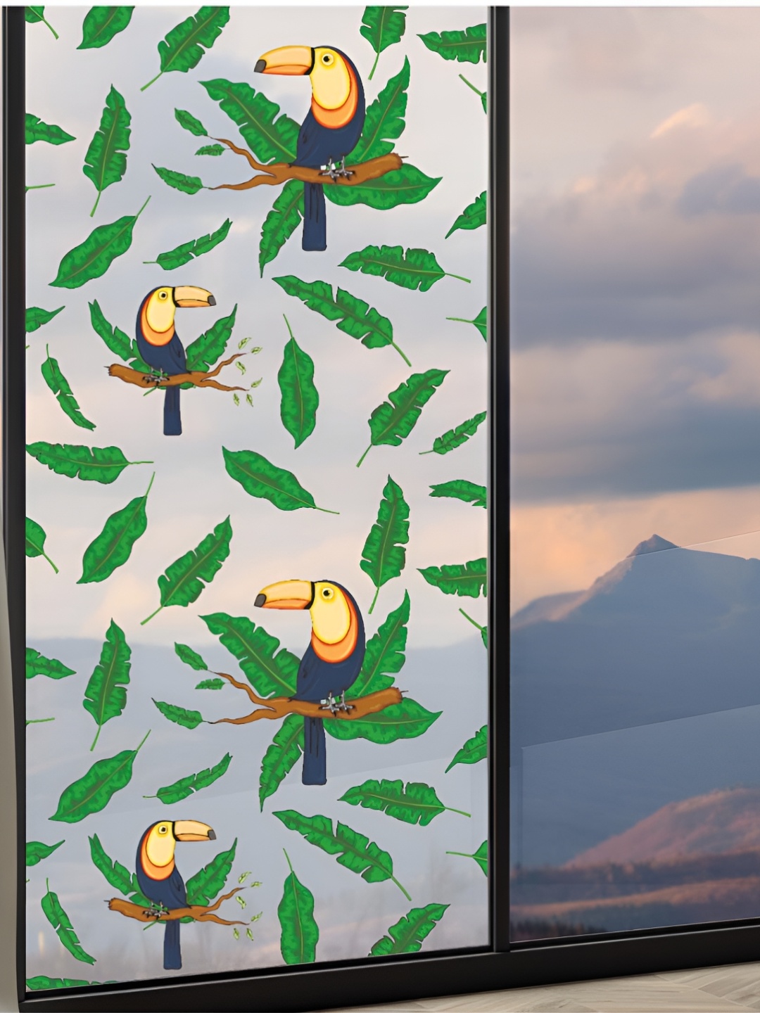 CVANU Transparent & Green Printed Self-Adhesive Window Film