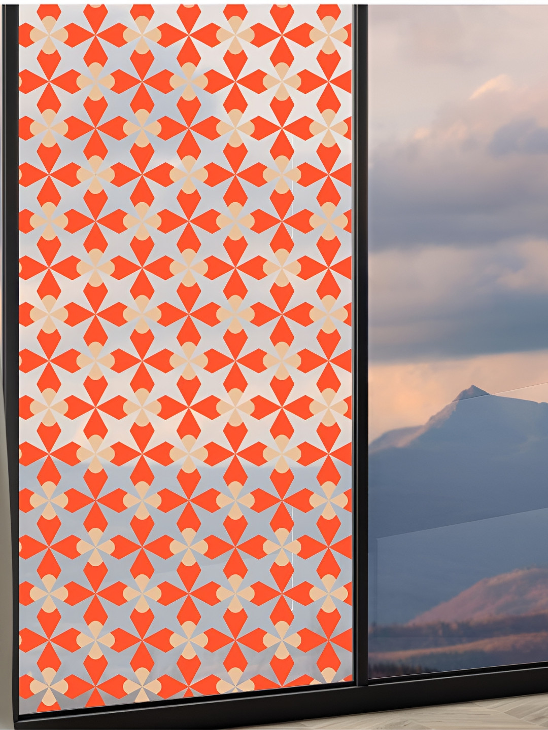 

CVANU Transparent & Orange Colored Printed Self Adhesive Window Film