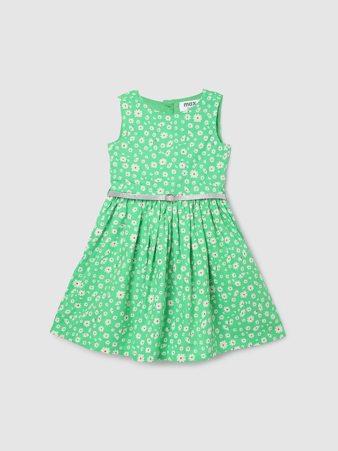 

max Girls Floral Printed Fit & Flare Dress, Green