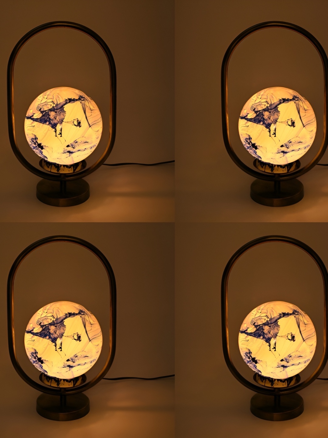 

Afast White & Blue 4 Pieces Printed Spherical Shaped Contemporary Table Lamps