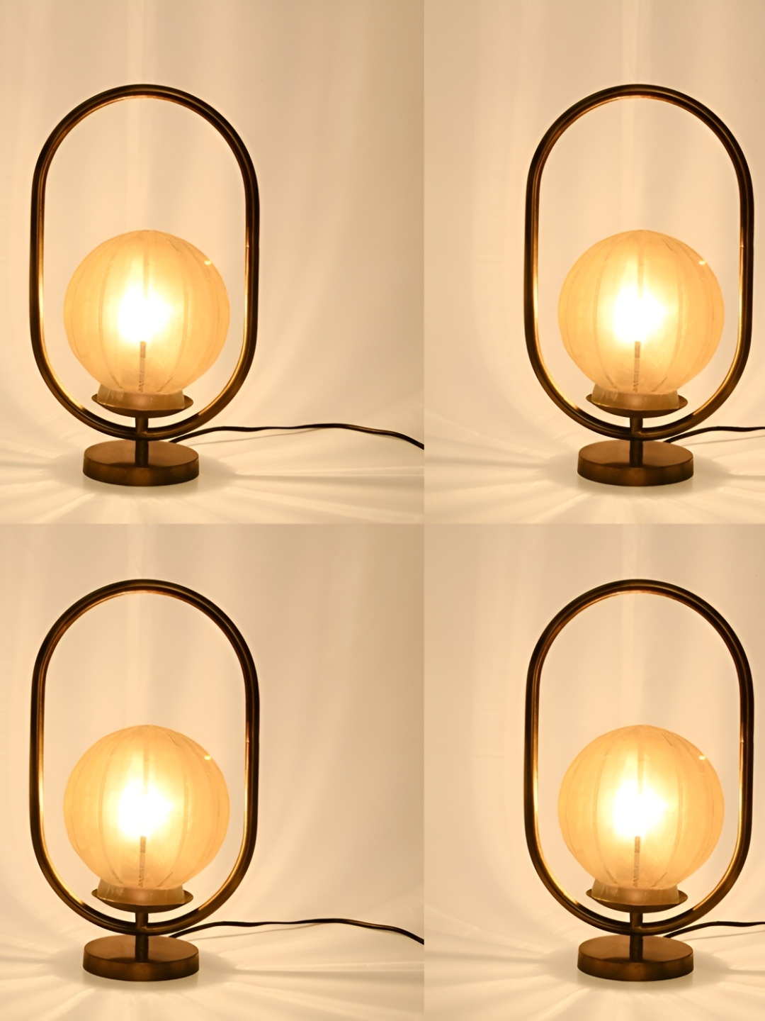 

Afast Beige 4 Pcs Textured Metal Spherical Table Lamp with Adjustable Cord
