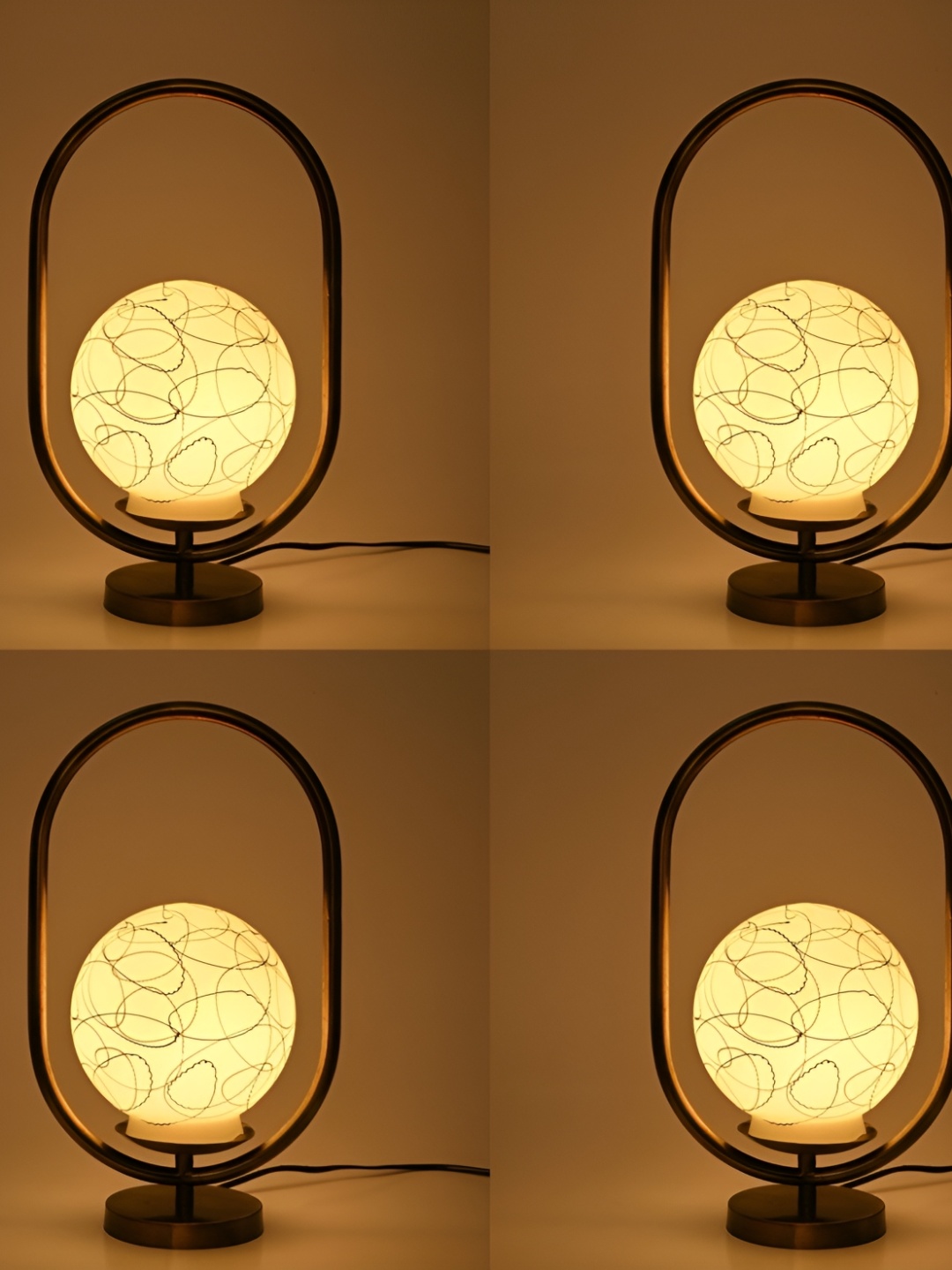 

Afast White & Black 4 Pieces Printed Abstract Shaped Contemporary Glass Table Lamps