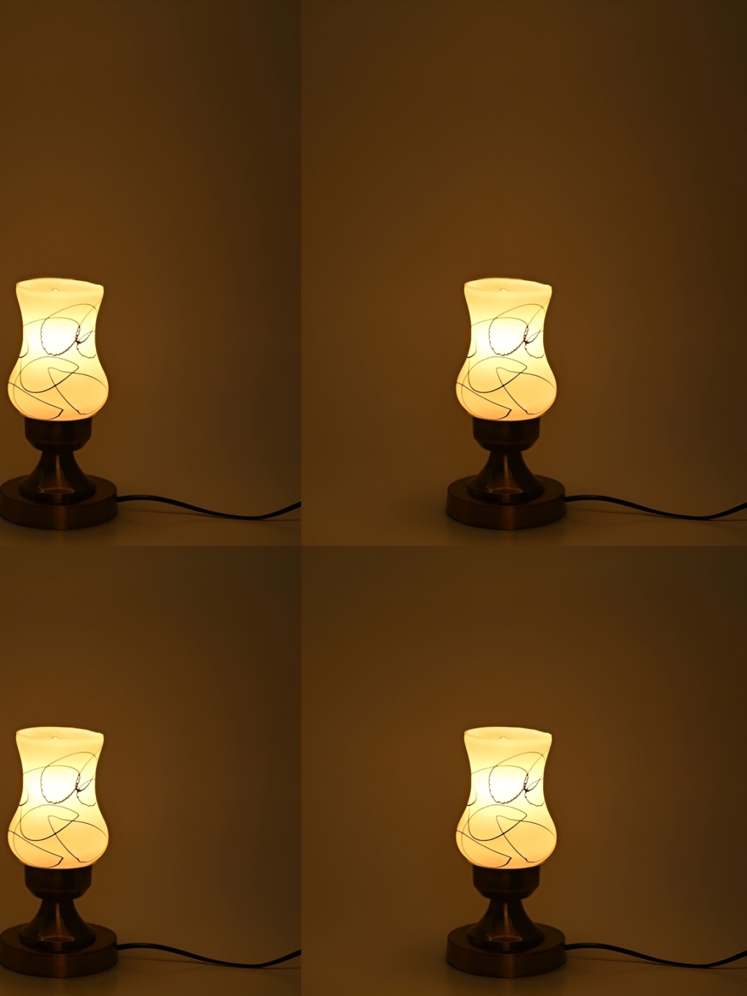 

Afast Beige Printed Metal Bell Table Lamp with Adjustable Cord