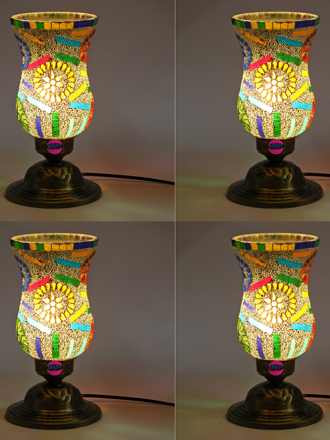 

Afast Gold-Tone & Green 4Pcs Textured Metal with Adjustable Cord Table Lamp