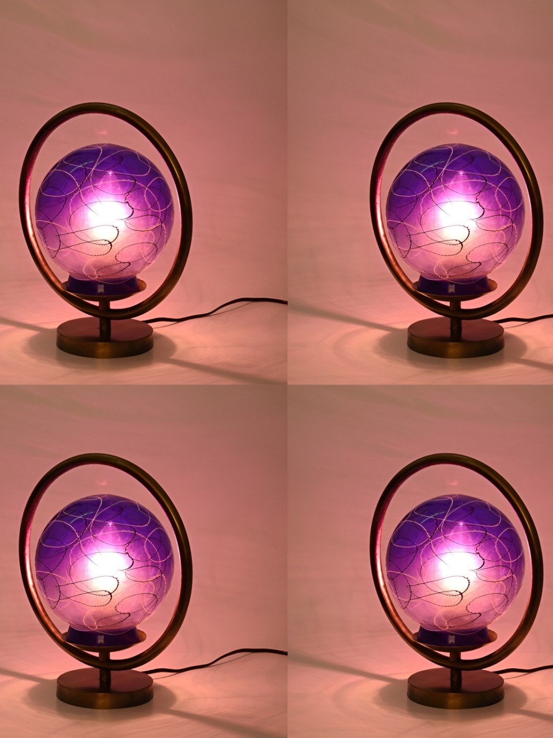 

Afast Blue & Brown 4 Pieces Printed Metal with Adjustable Cord Table Lamps