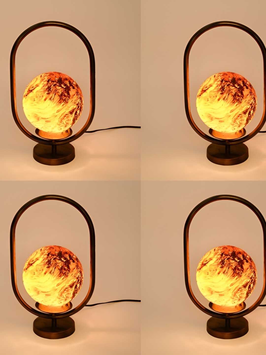 

Afast Brown & Black 4 Pieces Metal Adjustable Cord Table Lamp, Coffee brown