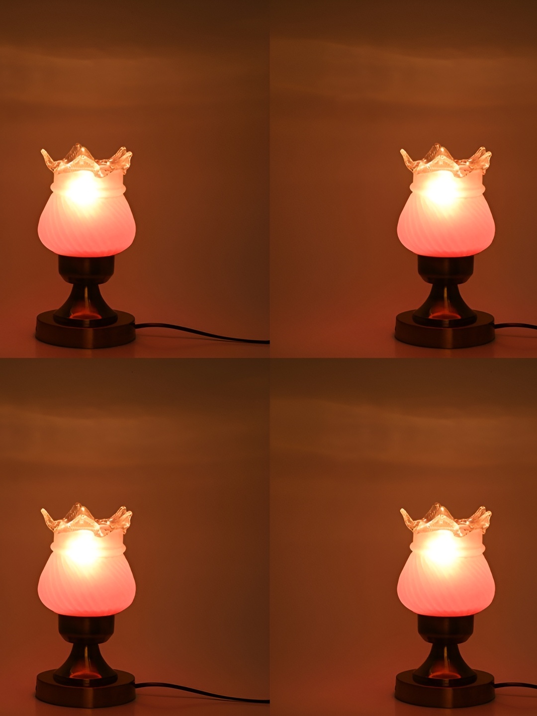 

Afast Copper Toned & Pink Metal Textured Abstract Table Lamps with Adjustable Cord