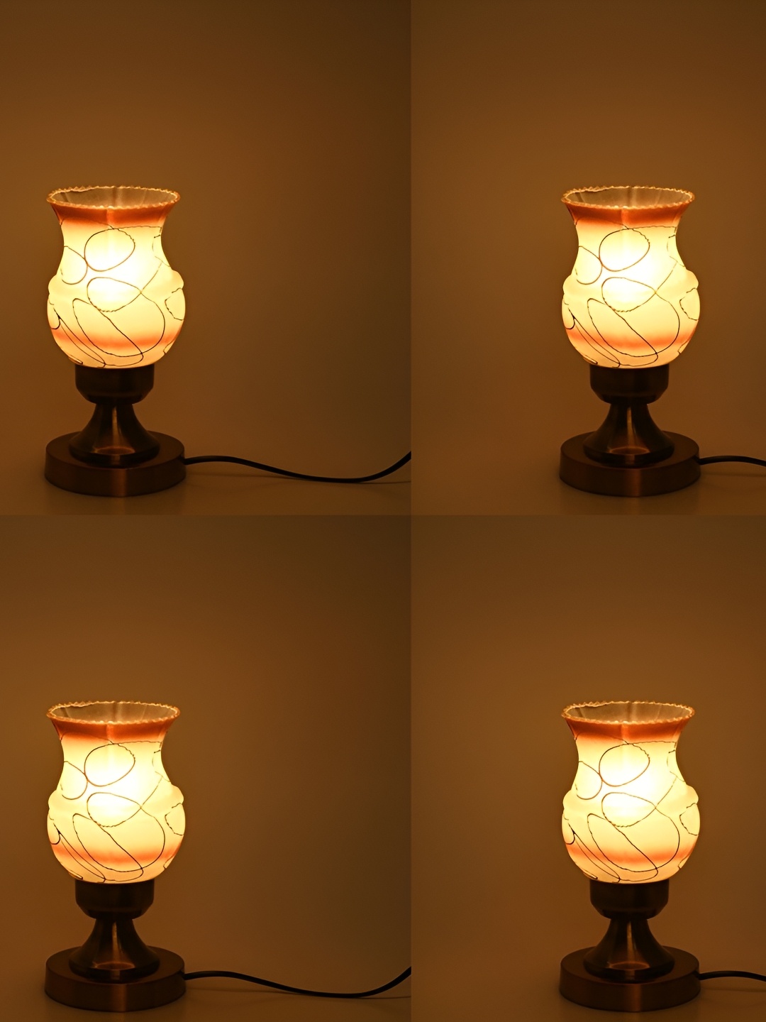 Afast White & Black Metal Printed with Adjustable Cord Table Lamps