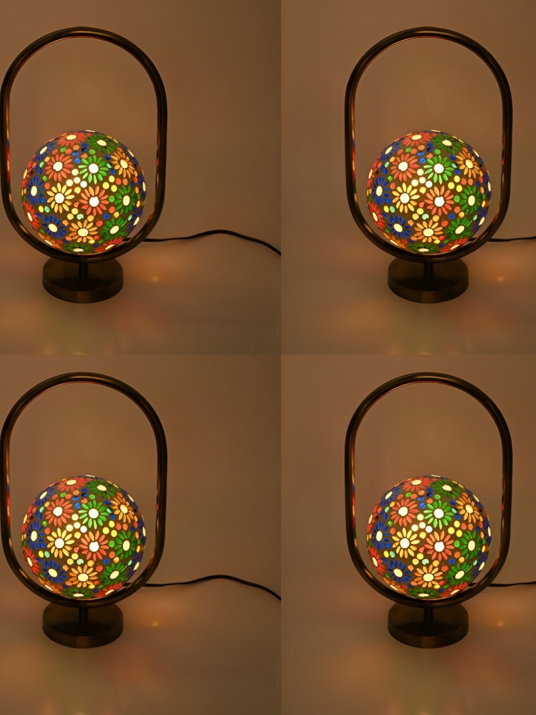 

Afast White & Brown Printed Metal Table Lamp
