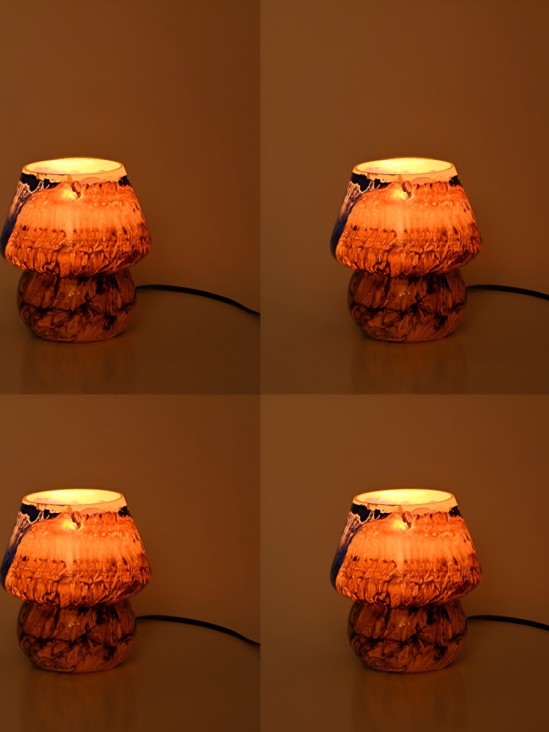 

Afast Brown & Beige 4 Pieces Printed Metal With Adjustable Cord Table Lamps