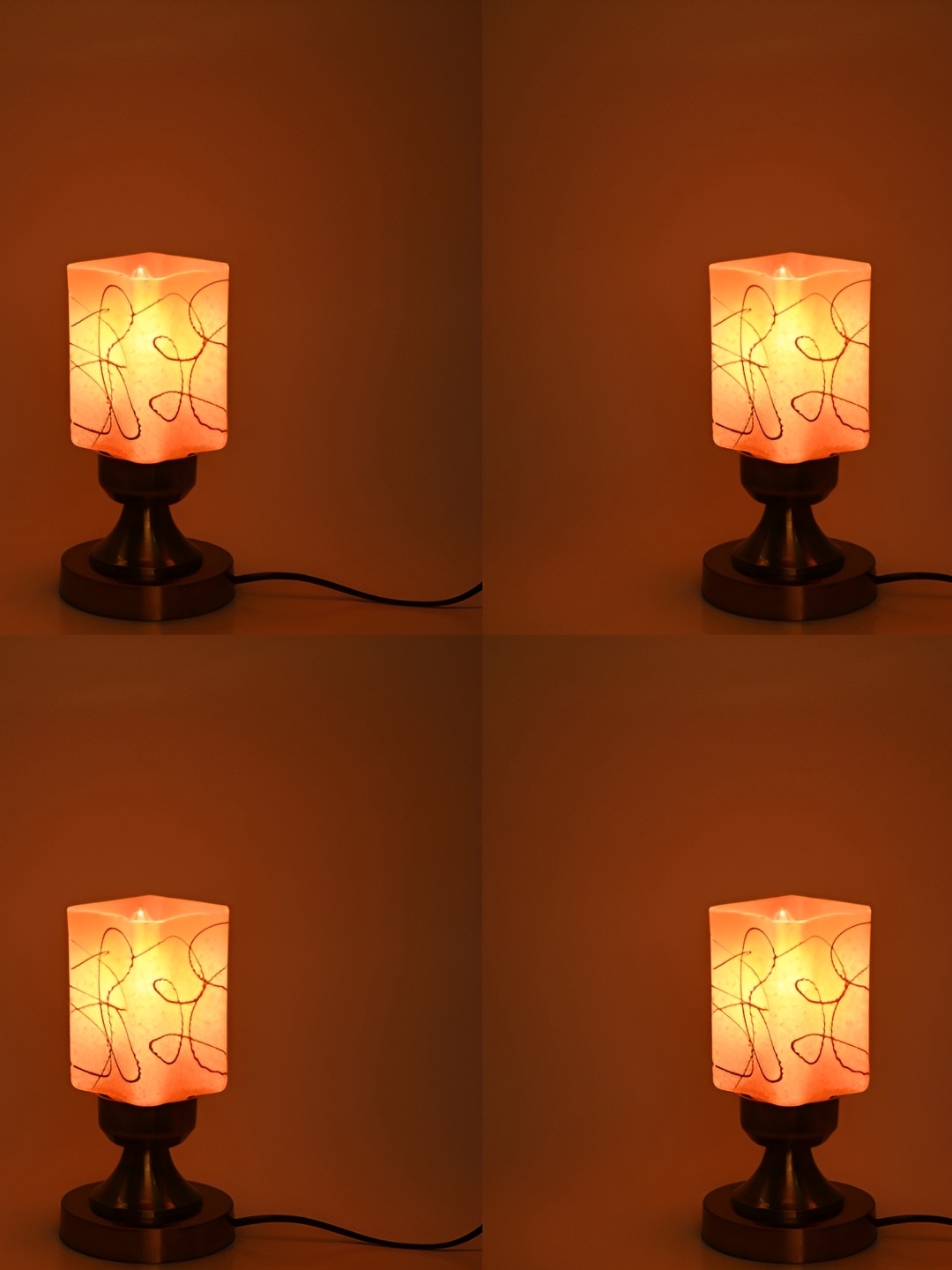 Afast Pink Rectangular Shaped Glass Table Lamp