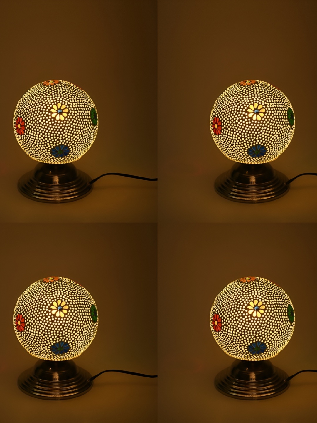 

Afast White & Red 4 Pieces Textured Metal Table Lamp With Adjustable Cord