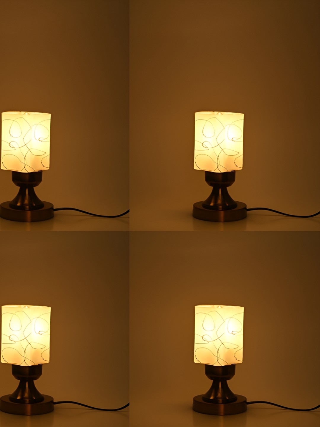 

Afast White 4 Pieces Printed Rectangle Shaped Metal Table Lamps with Adjustable Cord
