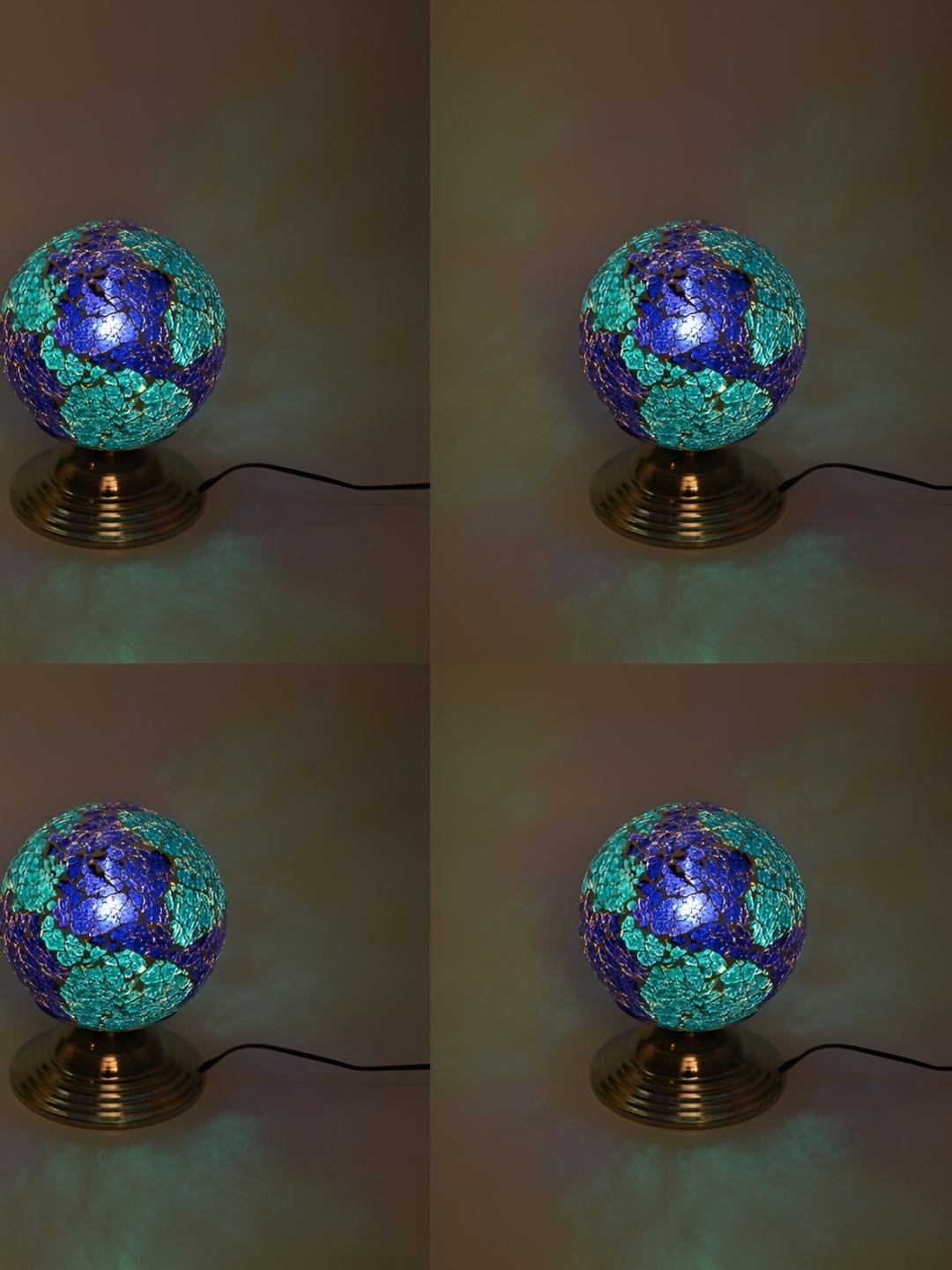 Afast Blue Spherical Shaped Glass Table Lamp