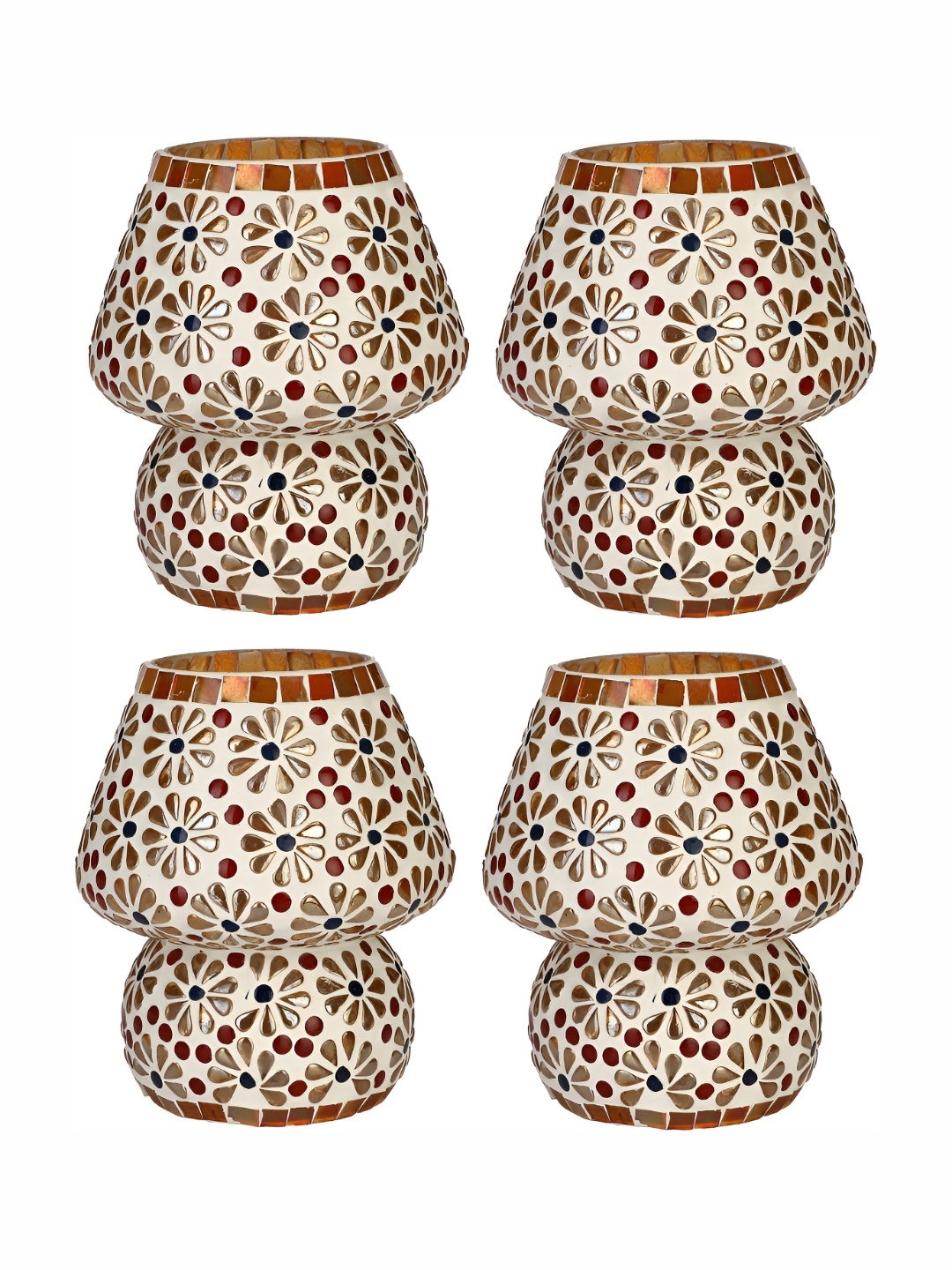 

Afast White Printed 4 Pcs Abstract Shaped Glass Table Lamp with Adjustable Cord