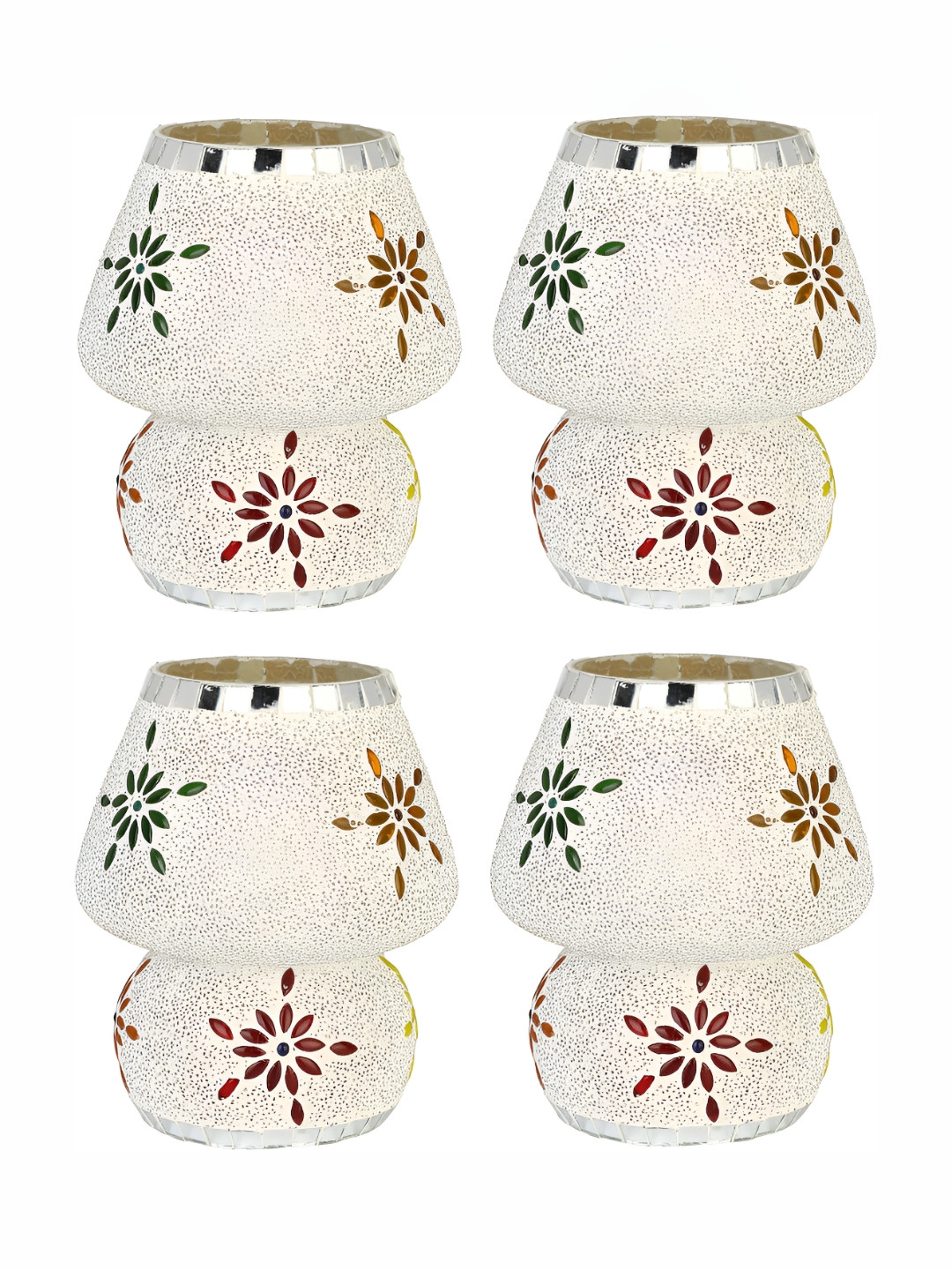 

Afast White 4 Pieces Textured Abstract Shaped Glass Table Lamps with Adjustable Cord