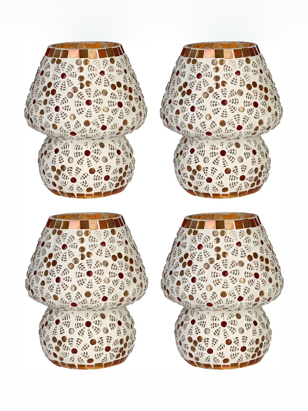 

Afast White & Red 4 Pieces Textured Glass Table Lamp With Adjustable Cord