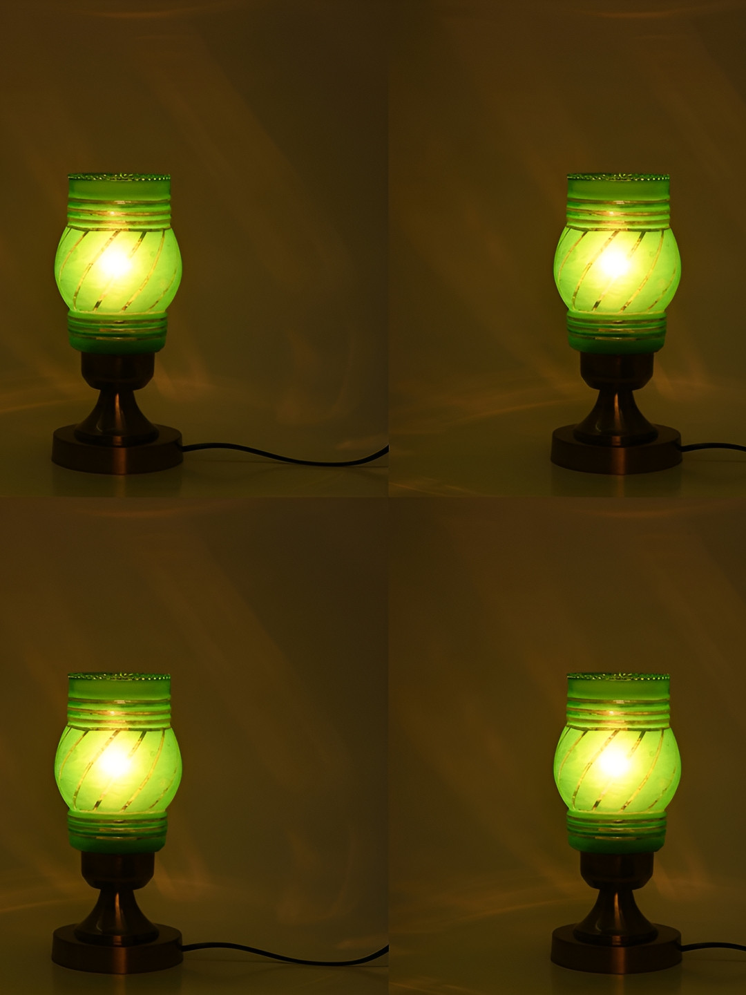 

Afast Green & Black 4 Pieces Printed Abstract Shaped Contemporary Glass Table Lamps