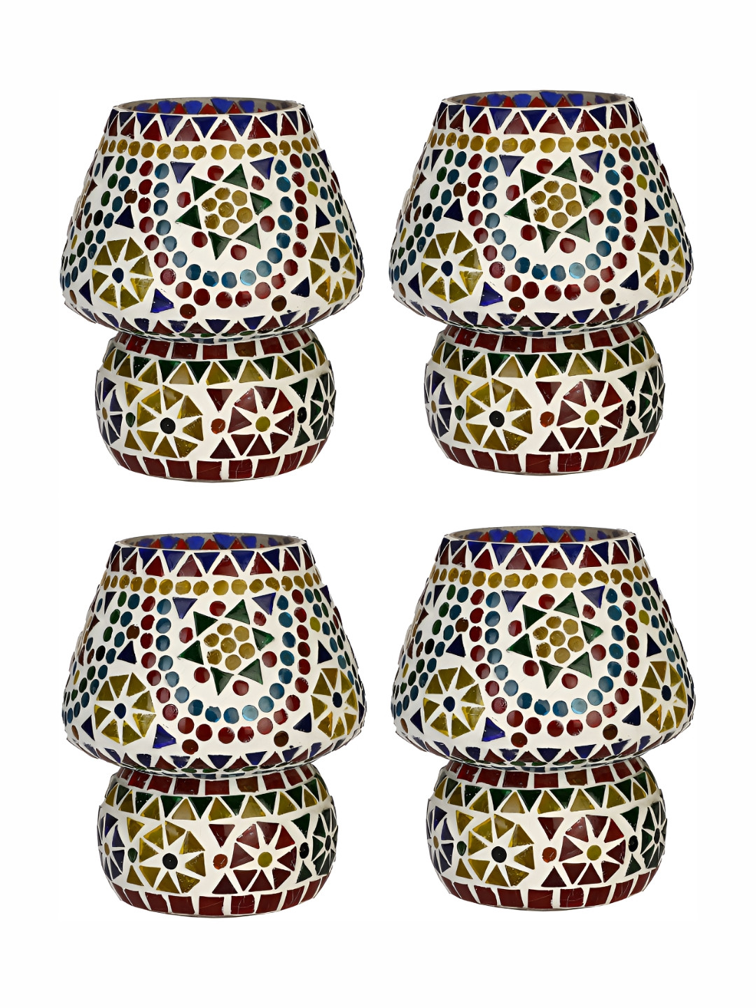 

Afast White Maroon 4 Pieces Printed Frustum Glass Table Lamp With Adjustable Cord