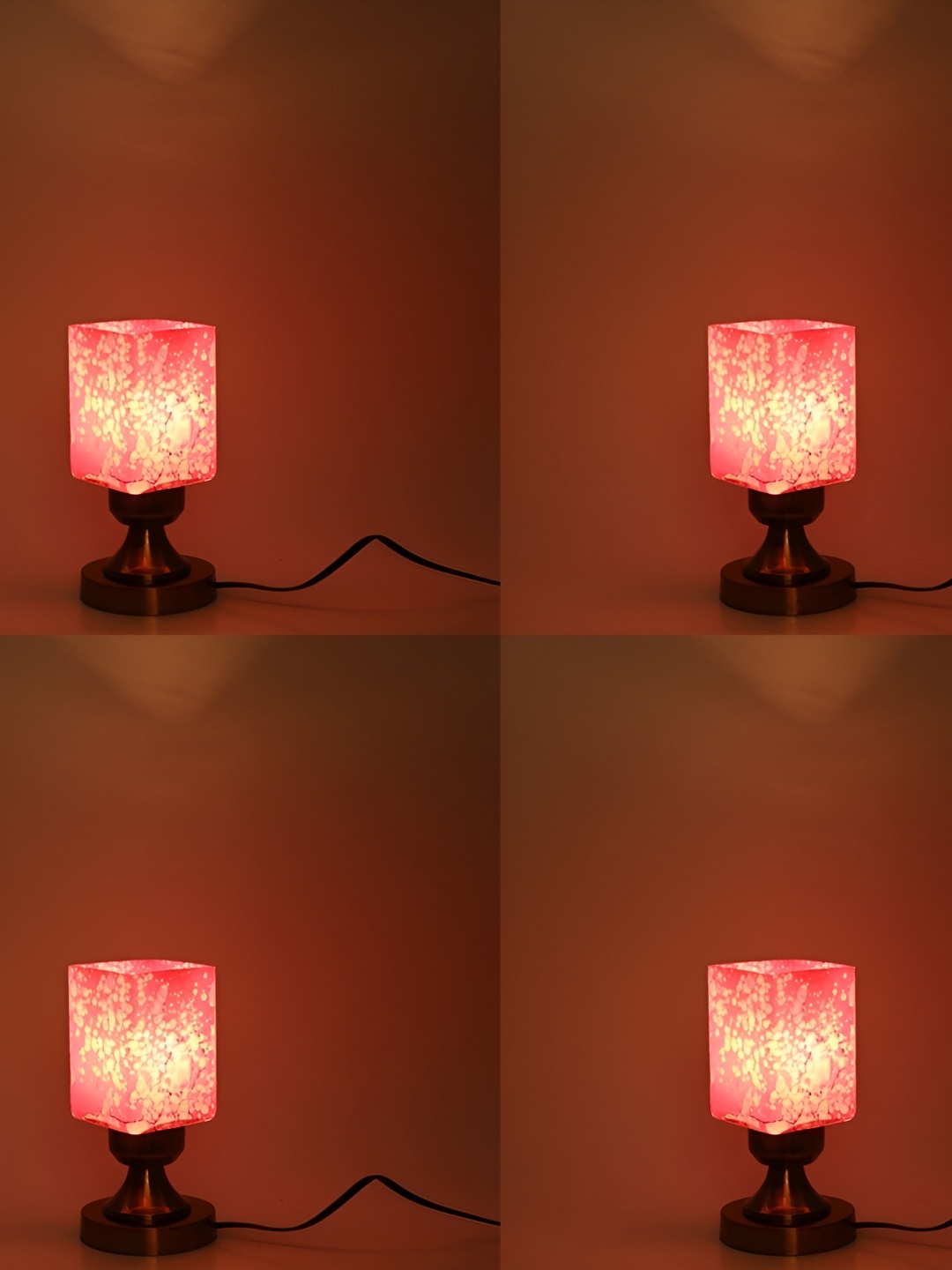 

Afast White & Pink 4 Pieces Colourblocked Metal Table Lamps