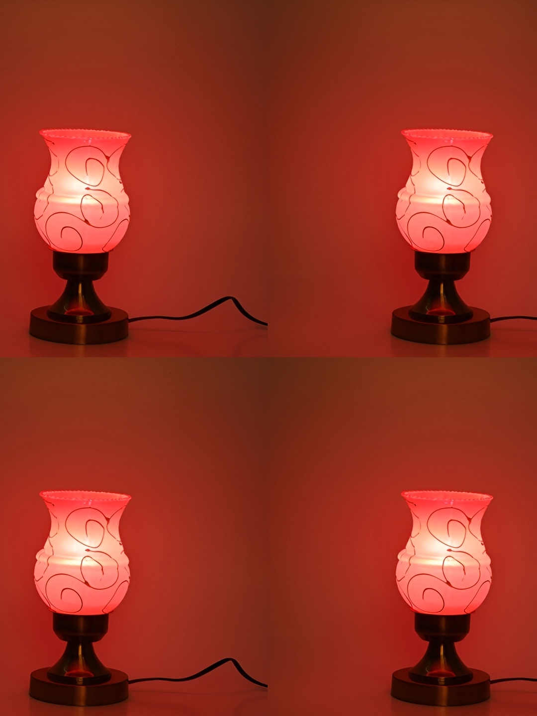 

Afast Pink 4 Pieces Bell Shaped Glass Table Lamp
