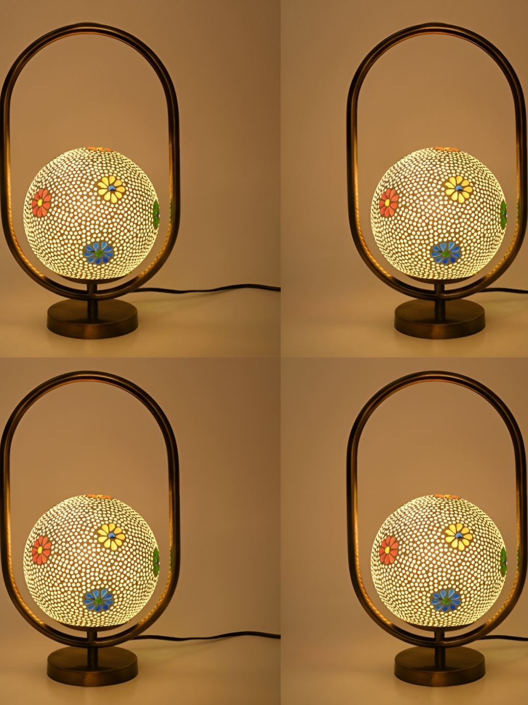 

Afast Yellow & Blue 4 Pieces Printed Contemporary Metal Table Lamp with Adjustable Cord