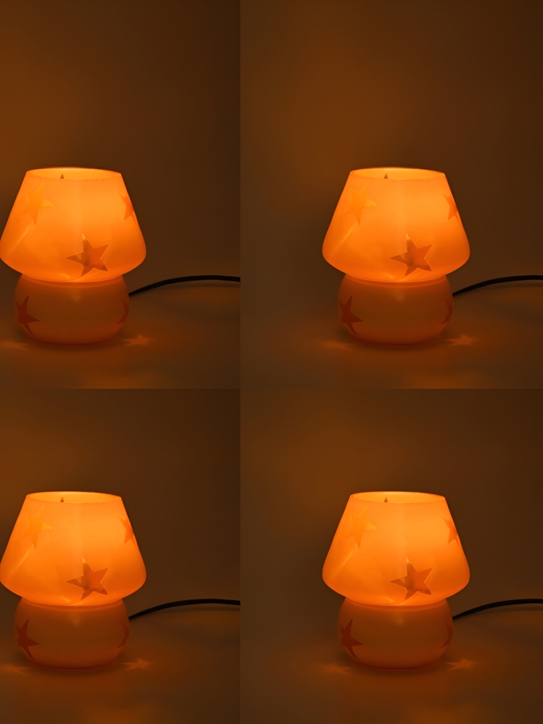 

Afast White & Orange 4 Pieces Printed Metal Table Lamps