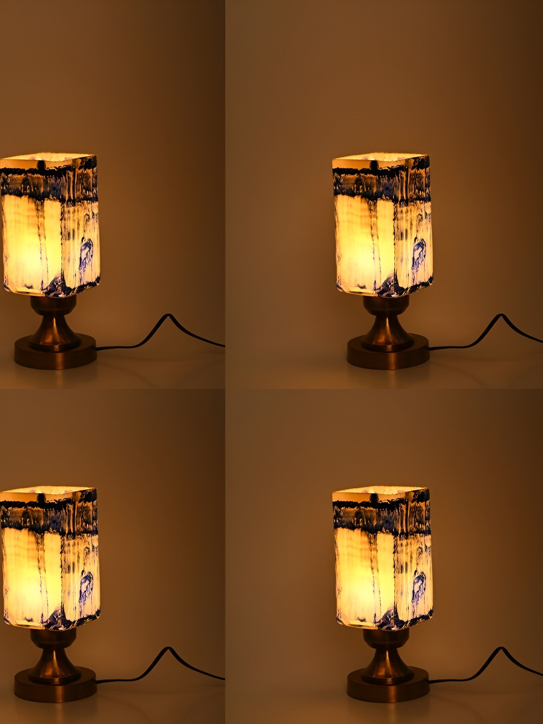 

Afast Black White Printed Rectangle Metal LED Compatible Table Lamp With Adjustable Cord