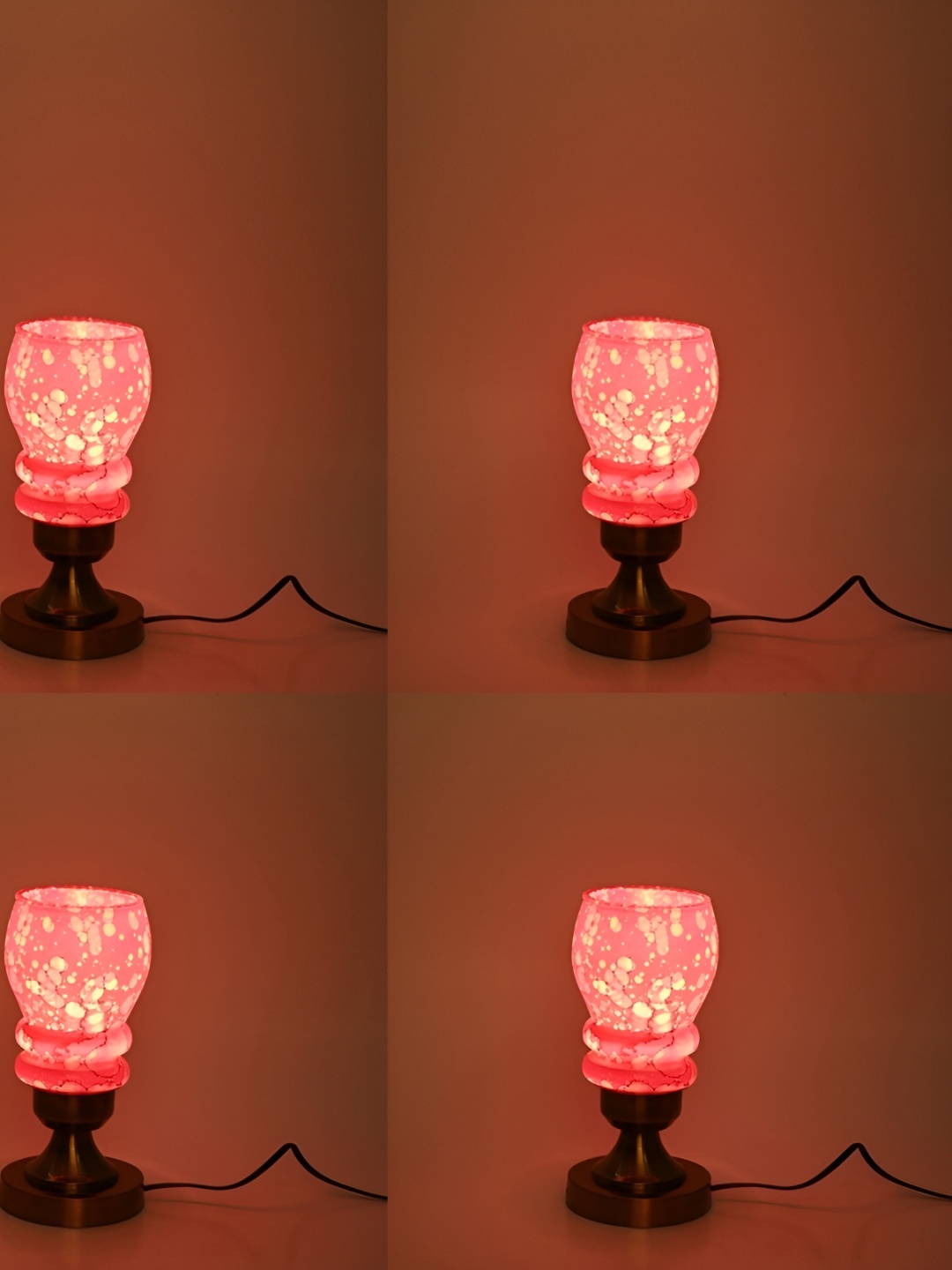

Afast Pink Printed Abstract Glass Table Lamp With Adjustable Cord