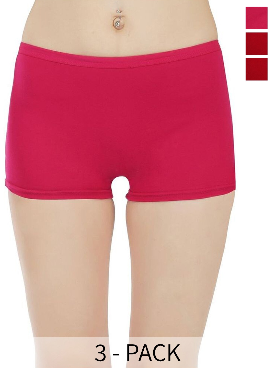 

arLa APPAREL Pack Of 3 Seamless Pure-Cotton Boyshorts Briefs, Maroon