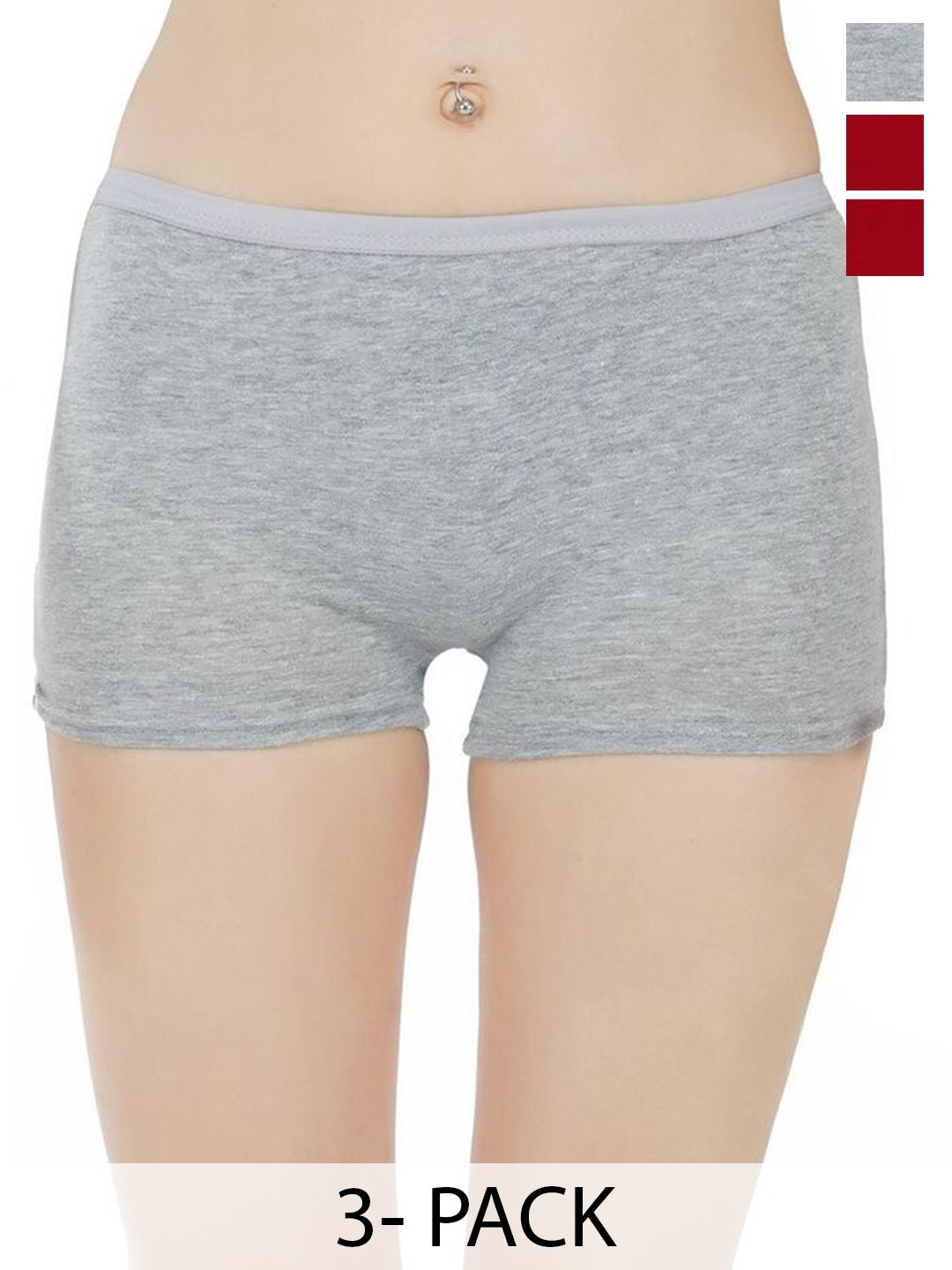 

arLa APPAREL Pack Of 3 Seamless Pure Cotton Boy Shorts, Maroon