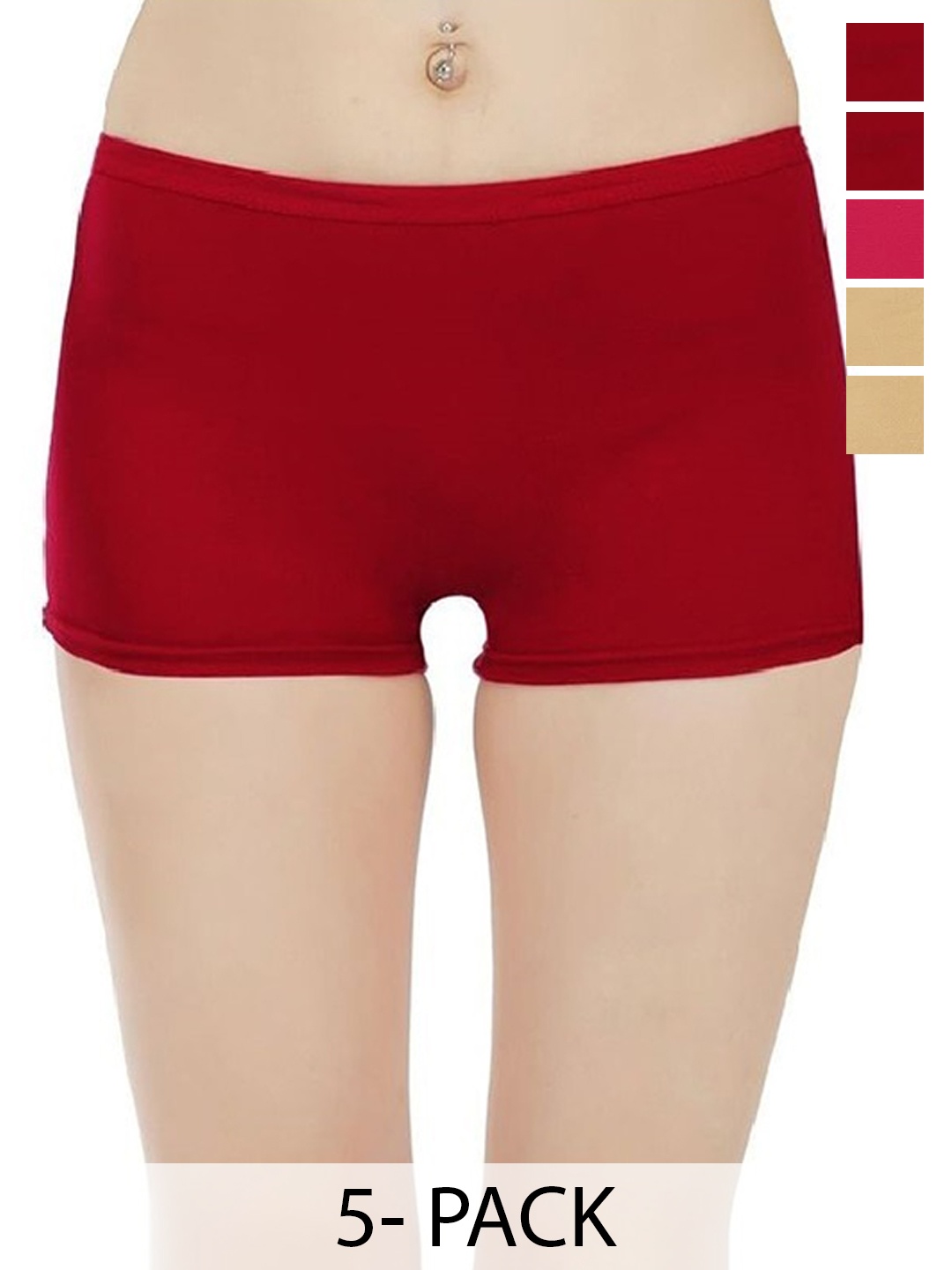 

arLa APPAREL Pack Of 3 Seamless Pure-Cotton Boyshorts, Maroon