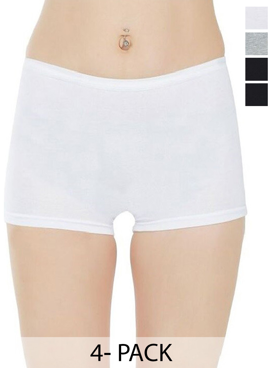 

arLa APPAREL Pack Of 4 Seamless Pure Cotton Boy Shorts Briefs, White