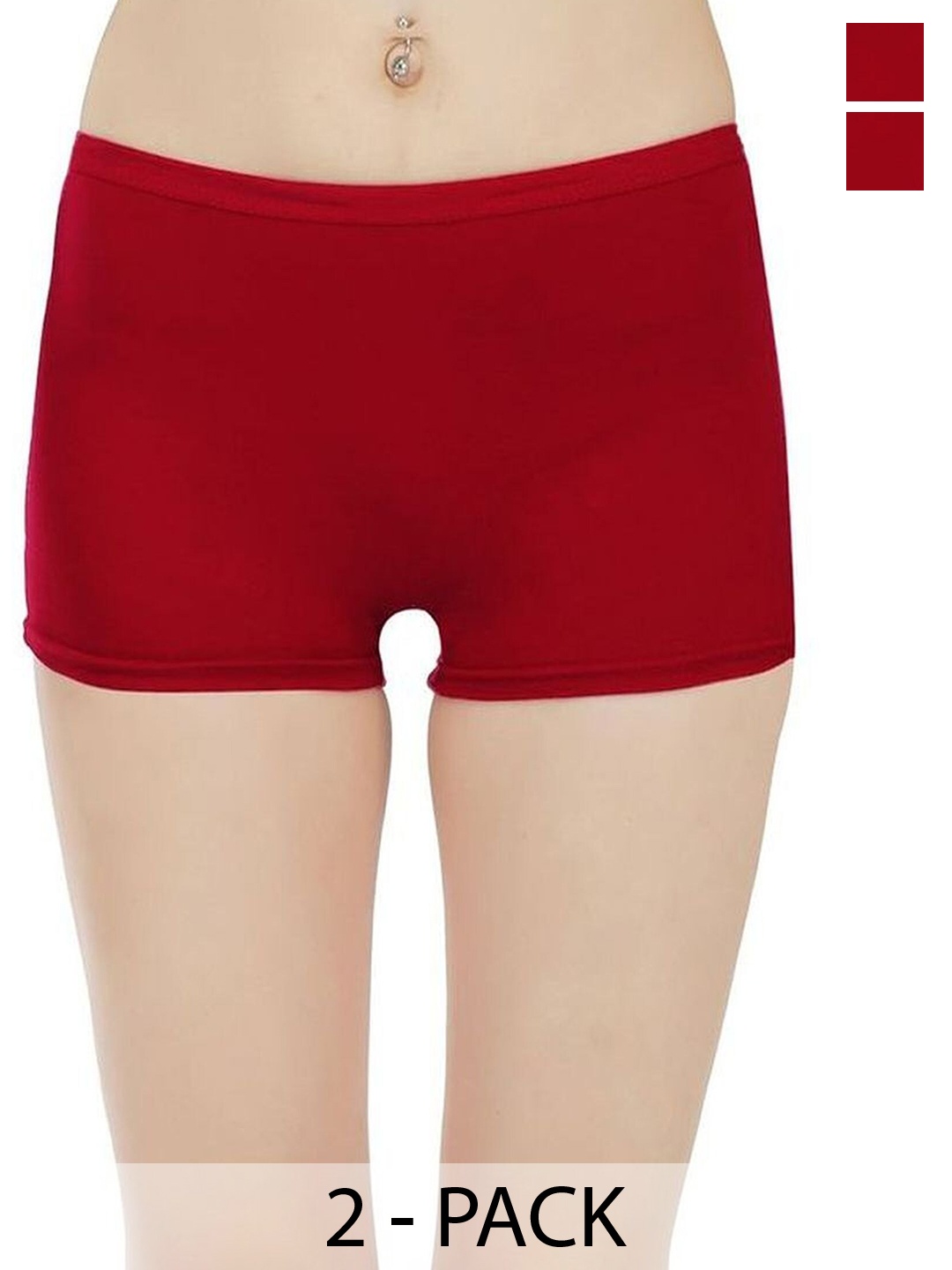

arLa APPAREL Pack Of 2 Seamless Pure Cotton Boy Shorts Briefs, Maroon