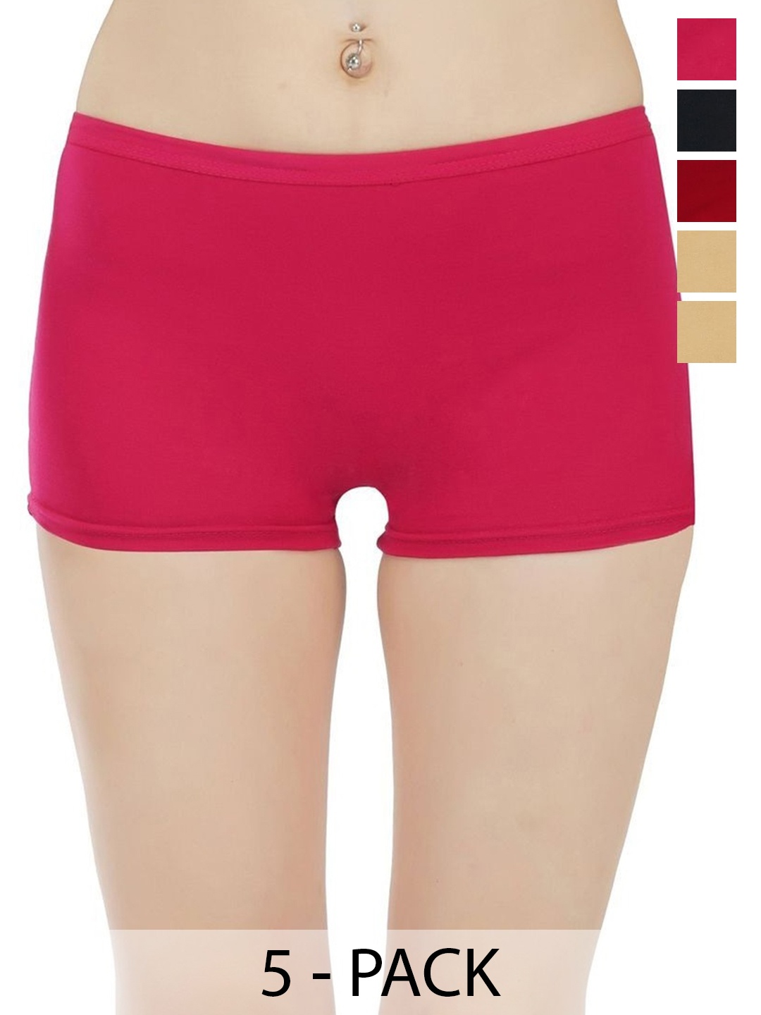 

arLa APPAREL Pack Of 5 Stretchy Pure Cotton Boy Shorts Briefs, Black