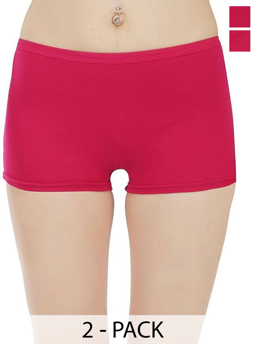 

arLa APPAREL Pack Of 2 Seamless Pure-Cotton Boyshorts Briefs, Red