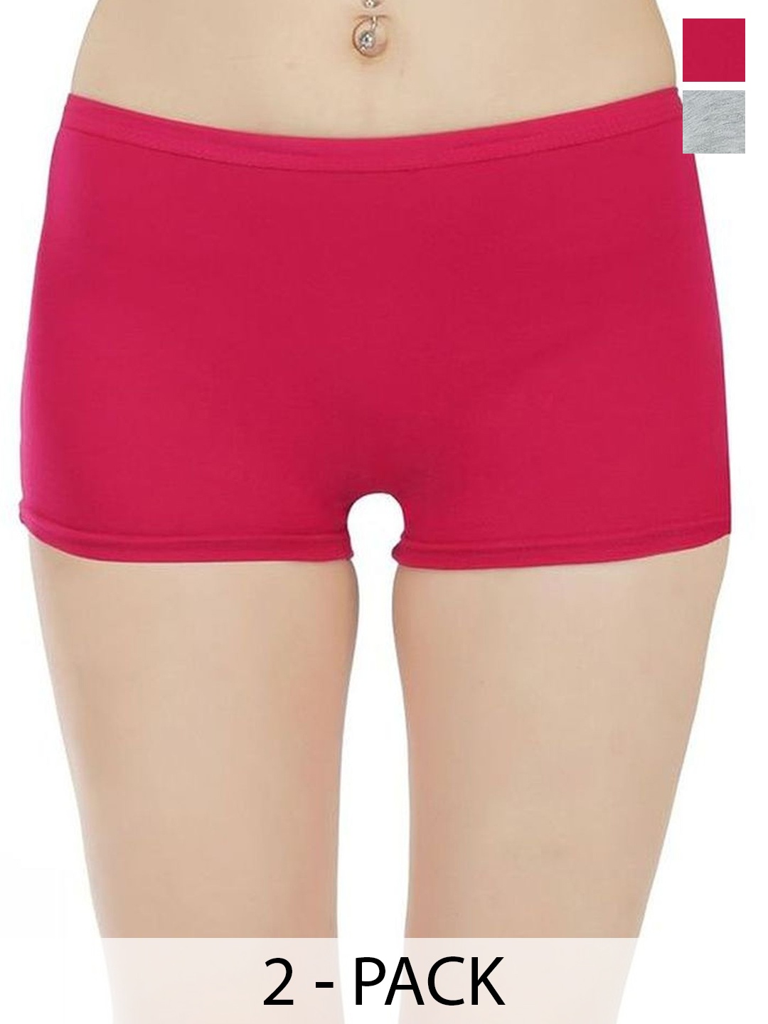 

arLa APPAREL Pack Of 2 Seamless Pure Cotton Boy Shorts Briefs, Pink