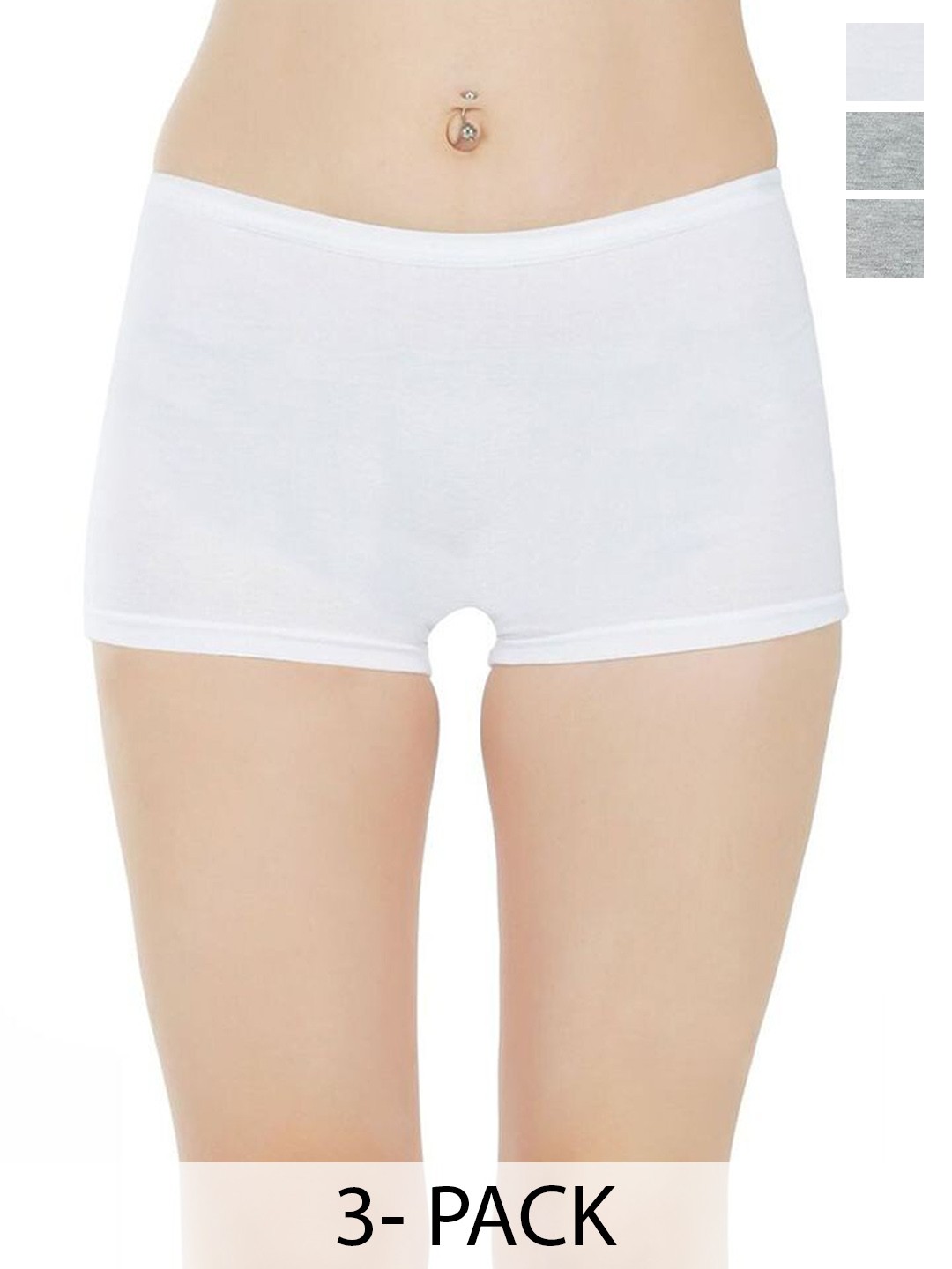 

arLa APPAREL Women Pack Of 3 Seamless Pure Cotton Boy Shorts, White