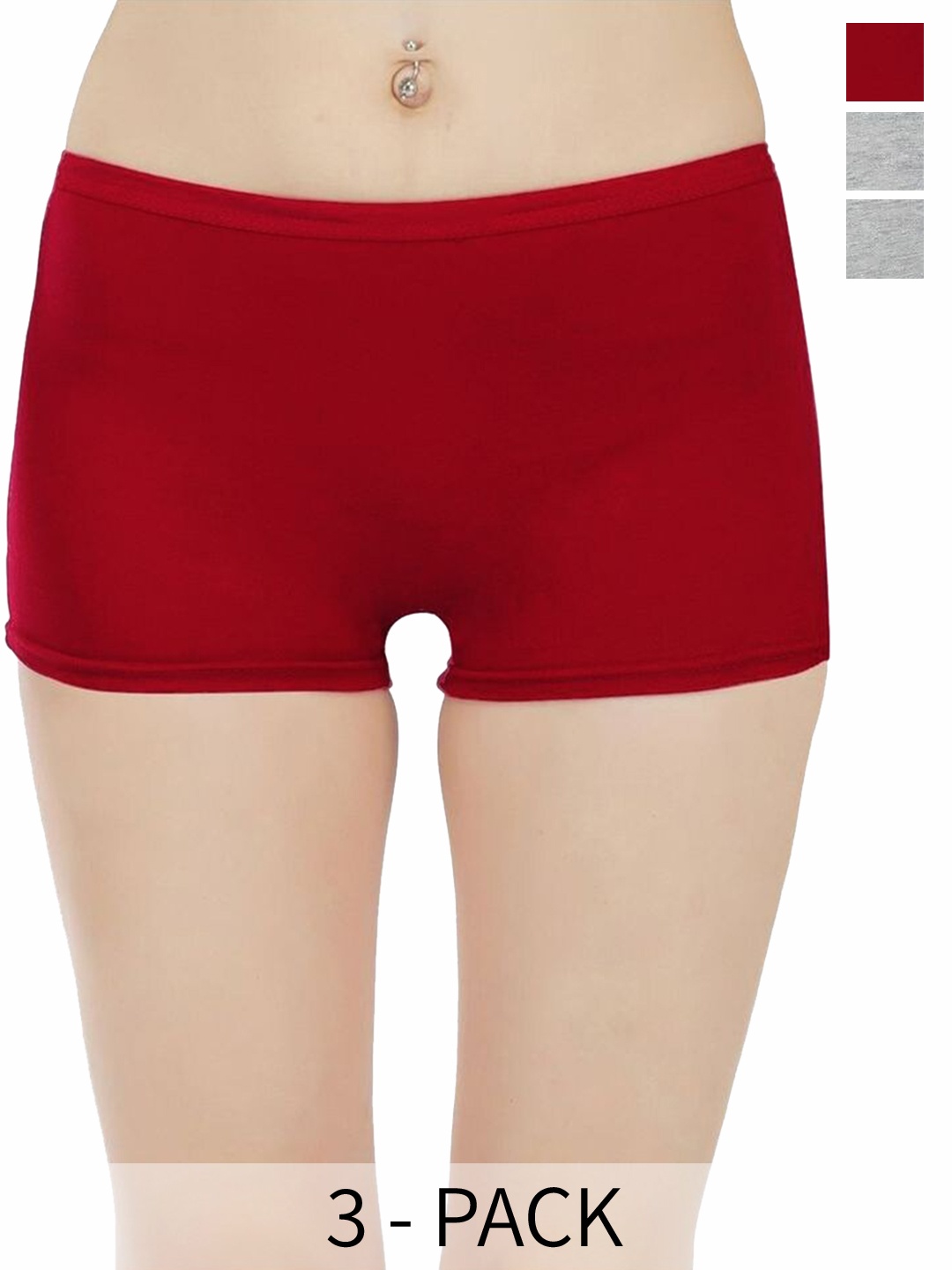 

arLa APPAREL Pack Of 3 Seamless Pure Cotton Boyshorts Briefs, Maroon