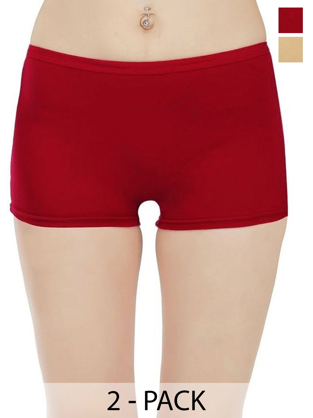 

arLa APPAREL Pack Of 3 Seamless Pure Cotton Boyshorts (P2)_BoyShort-Beige_Maroon