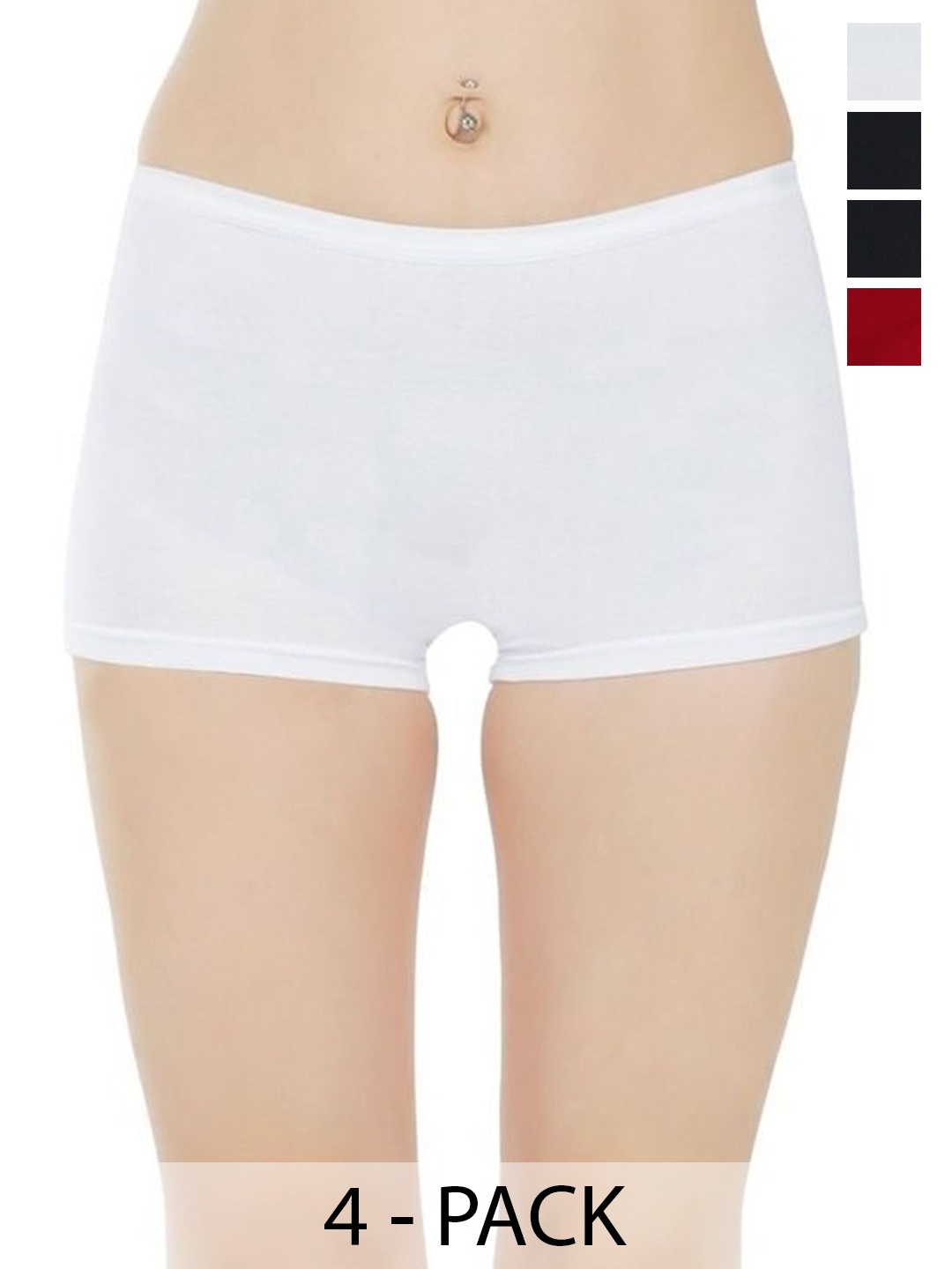 

arLa APPAREL Pack Of 4 Seamless Pure Cotton Boy Shorts Briefs, Black