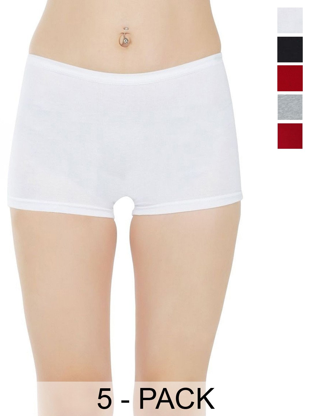

arLa APPAREL Pack Of 5 Seamless Pure-Cotton Boy Shorts Briefs, White