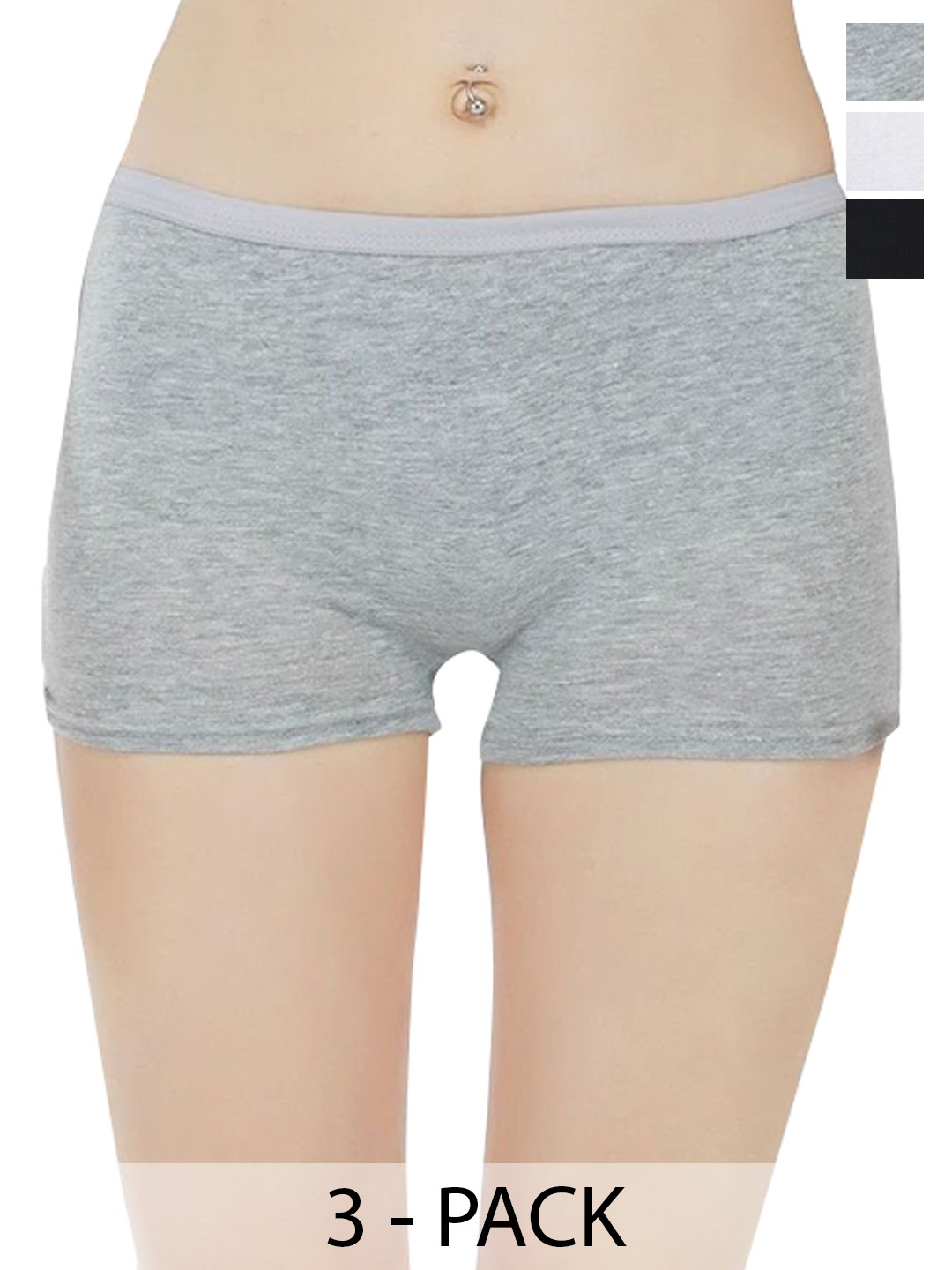 

arLa APPAREL Pack Of 6 Low-Rise Pure Cotton Boy Shorts Briefs, White