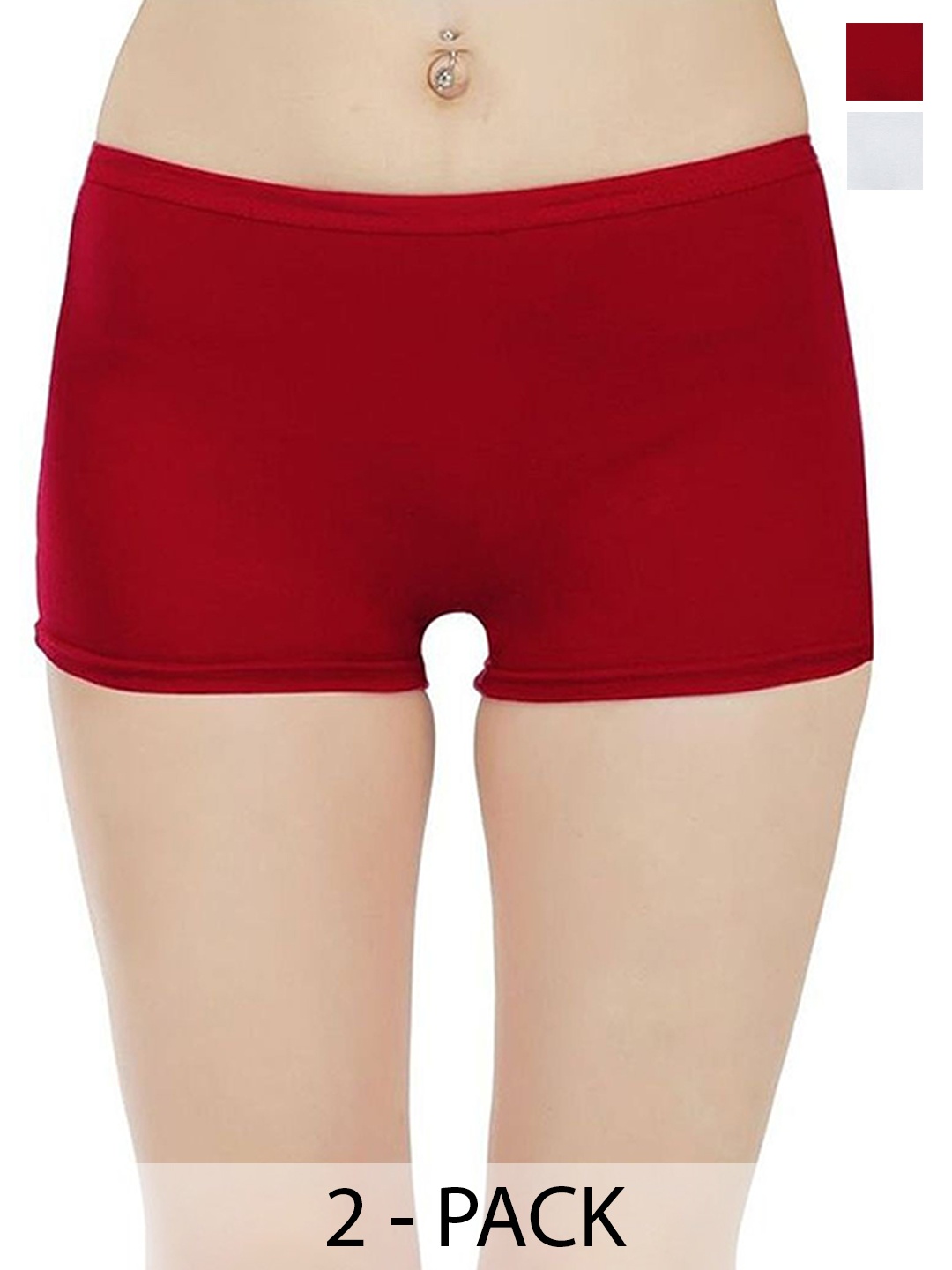 

arLa APPAREL Pack Of 2 Low-Rise Pure Cotton Boy Shorts Briefs, White